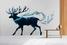 Load image into Gallery viewer, Ethereal Spirit Stag Wall Decal Glowing Blue Deer Sticker Fantasy Forest Wall Art For Bedroom Living Room Office Mystical Decor