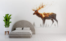Load image into Gallery viewer, Golden Lightning Stag Wall Decal Glowing Deer Sticker Fantasy Forest Wall Art For Bedroom Living Room Woodland Decor