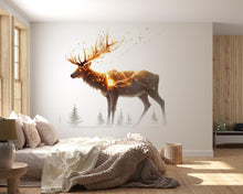 Load image into Gallery viewer, Golden Lightning Stag Wall Decal Glowing Deer Sticker Fantasy Forest Wall Art For Bedroom Living Room Woodland Decor