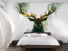 Load image into Gallery viewer, Forest Guardian Stag Wall Decal Glowing Antler Deer Sticker Fantasy Woodland Wall Art For Bedroom Living Room Nature Decor