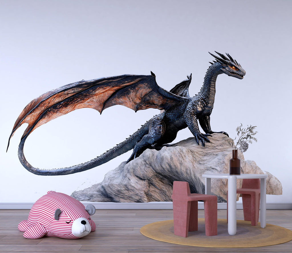 Majestic Dragon Wall Decal Fantasy Dragon Sticker Mythical Creature Wall Art For Kids Room Bedroom Playroom Decor