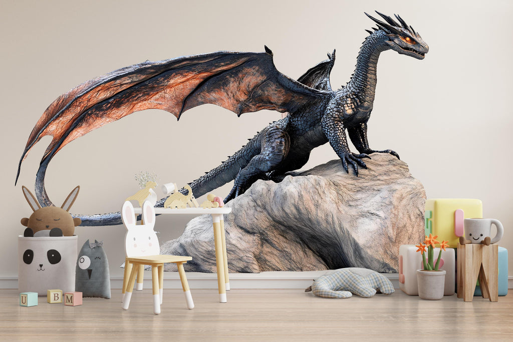 Majestic Dragon Wall Decal Fantasy Dragon Sticker Mythical Creature Wall Art For Kids Room Bedroom Playroom Decor