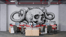 Load image into Gallery viewer, Skull And Snake Wall Decal Gothic Skull Wall Art Serpent Skull Sticker Dark Office Decor Peel And Stick Wall Decal
