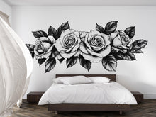 Load image into Gallery viewer, Black And White Rose Wall Decal Floral Wall Art Rose Wall Sticker Minimalist Bedroom Decor Peel And Stick Wall Decal