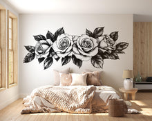 Load image into Gallery viewer, Black And White Rose Wall Decal Floral Wall Art Rose Wall Sticker Minimalist Bedroom Decor Peel And Stick Wall Decal