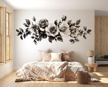 Load image into Gallery viewer, Black And White Rose Wall Decal Floral Garland Wall Art Rose Wall Sticker Minimalist Bedroom Decor Peel And Stick Wall Decal