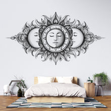 Load image into Gallery viewer, Celestial Sun And Moon Wall Decal Boho Wall Art Astrology Wall Sticker Sun Moon Face Bedroom Wall Decor Peel And Stick Wall Decal