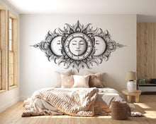 Load image into Gallery viewer, Celestial Sun And Moon Wall Decal Boho Wall Art Astrology Wall Sticker Sun Moon Face Bedroom Wall Decor Peel And Stick Wall Decal