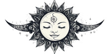 Load image into Gallery viewer, Celestial Moon Face Wall Decal Boho Wall Art Moon Goddess Wall Sticker Astrology Bedroom Decor Peel And Stick Sun Moon Wall Decal