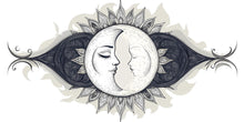 Load image into Gallery viewer, Celestial Twin Moon Wall Decal Eclipse Moon Phase Mandala Wall Art Astrology Boho Bedroom Peel And Stick Wall Sticker