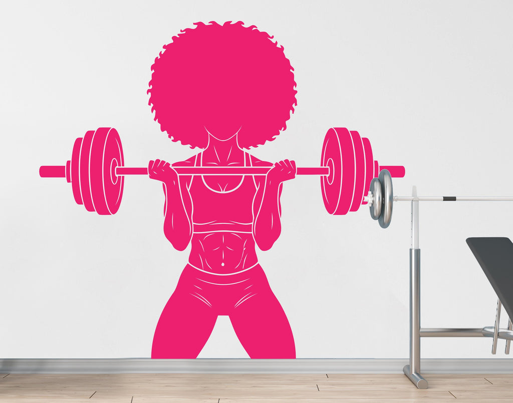 Girl in Gym Wall Decal Power fitness Women Squat Decor Workout Art Vinyl Wall Stickers Bedroom 265DE
