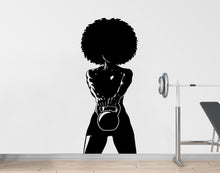 Load image into Gallery viewer, Girl with Dumbbell Gym Wall Decal Power fitness Women Squat Decor Workout Art Vinyl Wall Stickers Bedroom 264DE