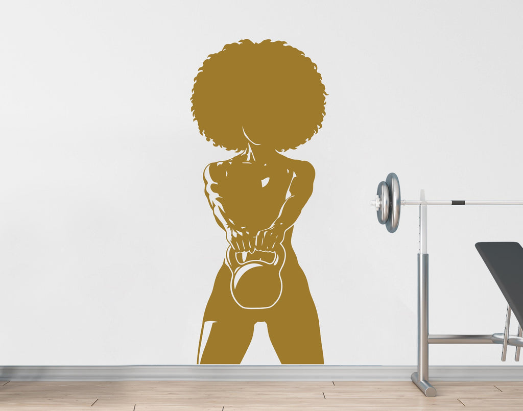 Girl with Dumbbell Gym Wall Decal Power fitness Women Squat Decor Workout Art Vinyl Wall Stickers Bedroom 264DE