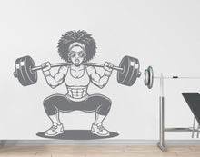 Load image into Gallery viewer, Afro American Girl Locs Gym Wall Decal Power fitness Women Squat Decor Workout Art Vinyl Wall Stickers Bedroom 262DE