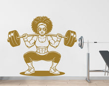 Load image into Gallery viewer, Afro American Girl Locs Gym Wall Decal Power fitness Women Squat Decor Workout Art Vinyl Wall Stickers Bedroom 262DE