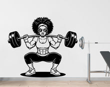 Load image into Gallery viewer, Afro American Girl Locs Gym Wall Decal Power fitness Women Squat Decor Workout Art Vinyl Wall Stickers Bedroom 262DE