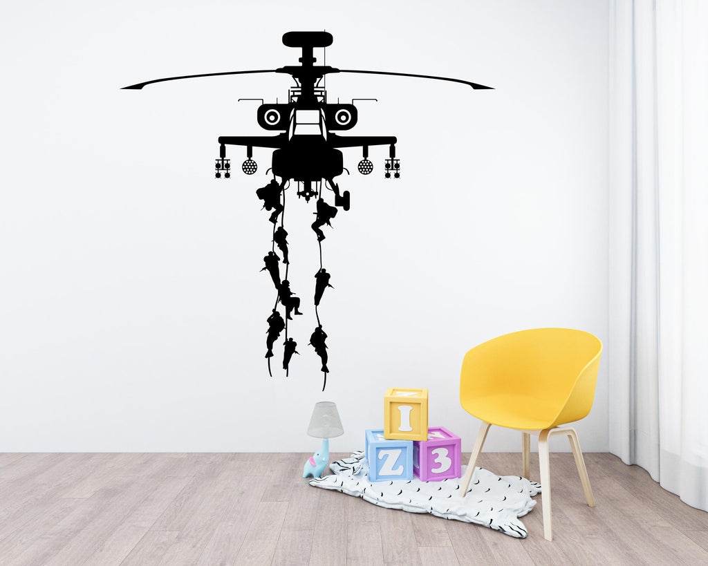 US Military Wall Decal Hero Soldier Army Helicopter Custom Nursery Kids art decal Personalized Bedroom Room Wall Art Decal Stickers 720LU