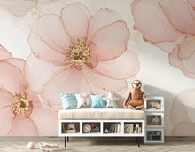 Load image into Gallery viewer, Couture Silk Floral Watercolor Wallpaper – Ultra-Luxury Panoramic Botanical Design in Blush, Champagne &amp; Ivory 269DE