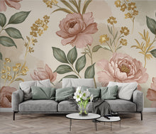 Load image into Gallery viewer, Antique Royal Garden Botanical Wallpaper – Premium Watercolor Floral Seamless Design in Blush, Sage &amp; Beige 270DE