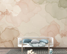 Load image into Gallery viewer, Museum Fresco Floral marble Watercolor Wallpaper – Ultra-Luxury Heirloom Botanical Panoramic Mural in Blush, Sage &amp; Ivory 273DE