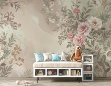 Load image into Gallery viewer, Parisian Garden Watercolor Wallpaper – Luxury European Floral Seamless Design in Dusty Rose, Sage &amp; Cream 274DE