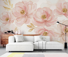 Load image into Gallery viewer, Couture Floral Watercolor Wallpaper – Ultra-Luxury Panoramic Botanical Design in Blush, Champagne &amp; Gold 275DE