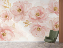Load image into Gallery viewer, Couture Floral Watercolor Wallpaper – Ultra-Luxury Panoramic Botanical Design in Blush, Champagne &amp; Gold 275DE