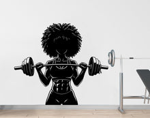 Load image into Gallery viewer, Afro American Girl Locs Gym Wall Decal Power fitness Women Squat Decor Workout Art Vinyl Wall Stickers Bedroom 261DE