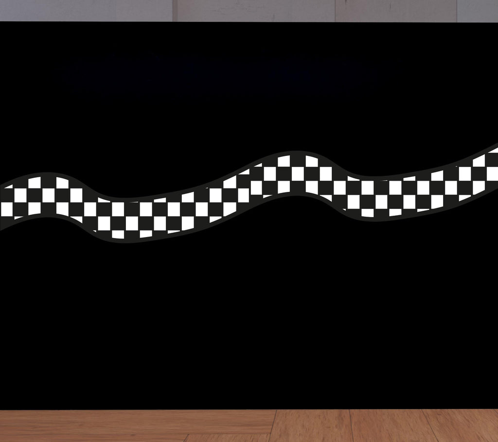 Road wind Wall Decal Checkerboard Highway Vinyl Sticker Track Route Wall Decor Kids Playroom Boys Room Wall Art Checkered Flag Mural 721LU