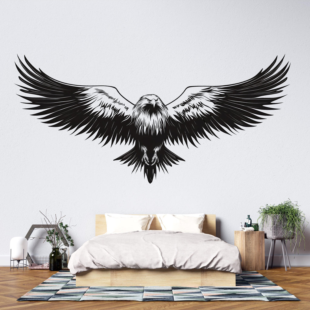 Soaring Eagle Wings Wall Decal Flying Eagle Wall Art Black Bird Peel And Stick Wall Sticker Modern Minimalist Home Decor