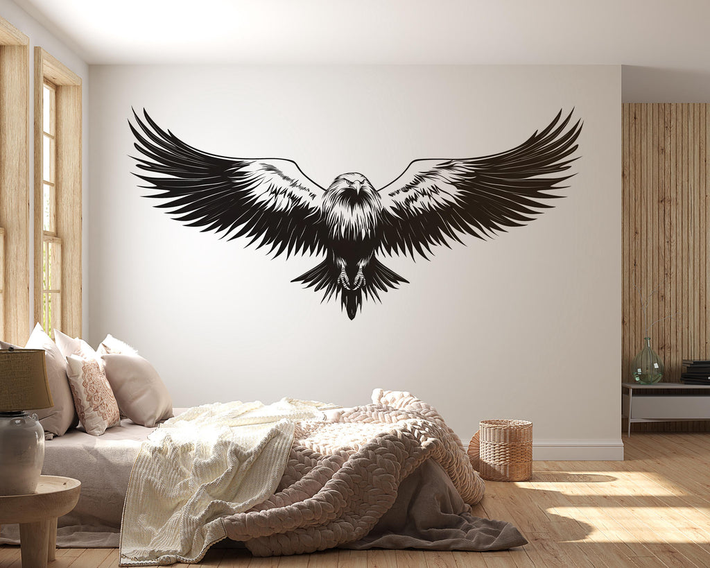 Soaring Eagle Wings Wall Decal Flying Eagle Wall Art Black Bird Peel And Stick Wall Sticker Modern Minimalist Home Decor