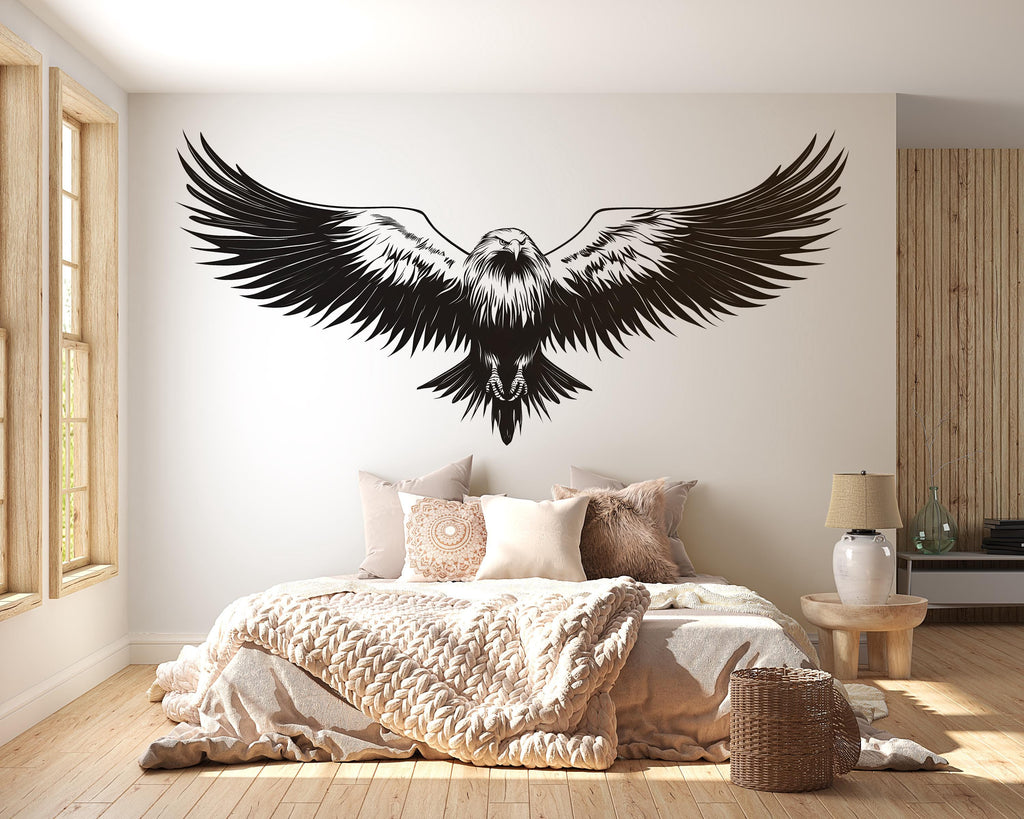 Soaring Eagle Wings Wall Decal Flying Eagle Wall Art Black Bird Peel And Stick Wall Sticker Modern Minimalist Home Decor