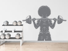 Load image into Gallery viewer, Afro Men Bodybuilder in Gym Wall Decal Power fitness Women Squat Decor Workout Art Vinyl Wall Stickers Bedroom 277DE