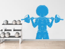 Load image into Gallery viewer, Afro Men Bodybuilder in Gym Wall Decal Power fitness Women Squat Decor Workout Art Vinyl Wall Stickers Bedroom 277DE