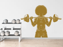 Load image into Gallery viewer, Afro Men Bodybuilder in Gym Wall Decal Power fitness Women Squat Decor Workout Art Vinyl Wall Stickers Bedroom 277DE
