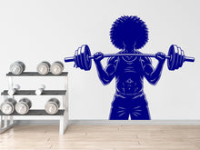 Load image into Gallery viewer, Afro Men Bodybuilder in Gym Wall Decal Power fitness Women Squat Decor Workout Art Vinyl Wall Stickers Bedroom 277DE