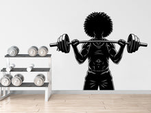 Load image into Gallery viewer, Afro Men Bodybuilder in Gym Wall Decal Power fitness Women Squat Decor Workout Art Vinyl Wall Stickers Bedroom 277DE