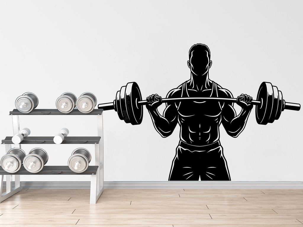Men Bodybuilder in Gym Wall Decal Power fitness Women Squat Decor Workout Art Vinyl Wall Stickers Bedroom 278DE