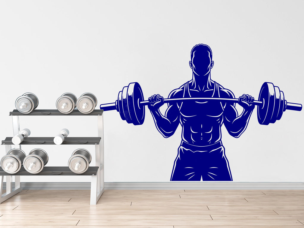 Men Bodybuilder in Gym Wall Decal Power fitness Women Squat Decor Workout Art Vinyl Wall Stickers Bedroom 278DE