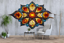 Load image into Gallery viewer, Stained Glass Mandala Wall Decal, Colorful Mandala Wall Sticker, Sacred Geometry Wall Art, Boho Statement Wall Decor, Peel And Stick Decal
