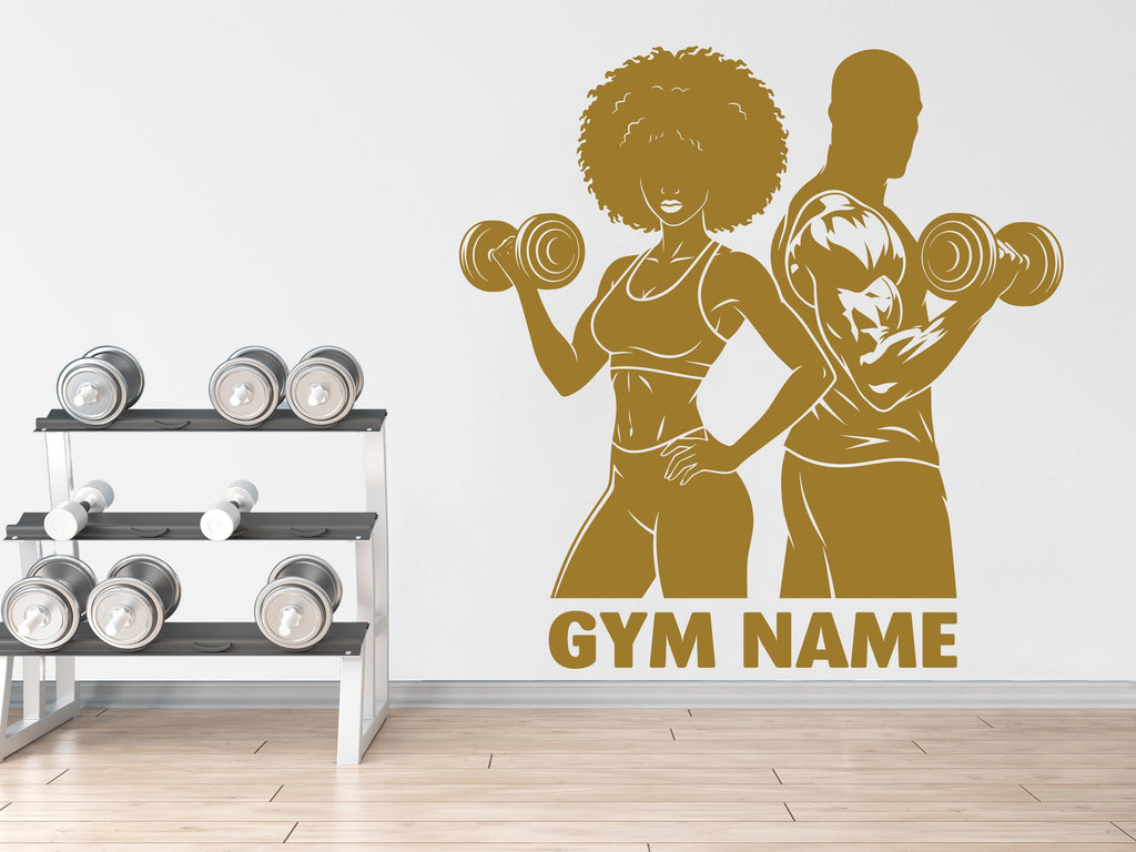 Couple Afro American Gym Wall Decal Custom Name fitness Women Gifts Decor Workout Art Vinyl Wall Stickers Bedroom 279DE