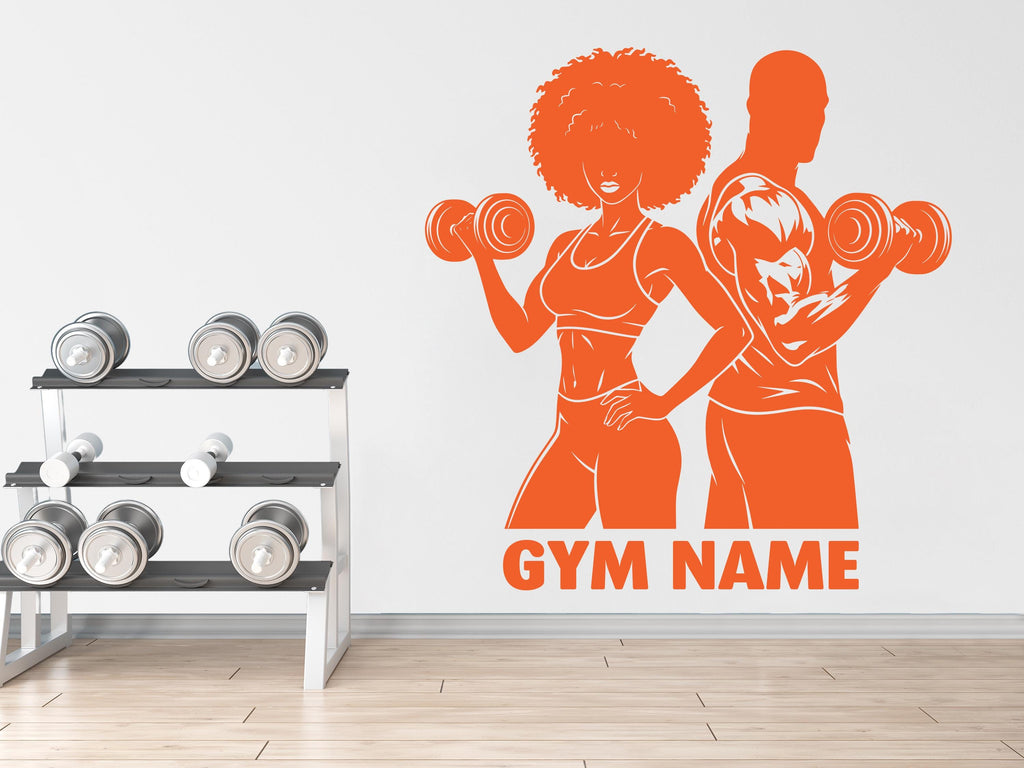 Couple Afro American Gym Wall Decal Custom Name fitness Women Gifts Decor Workout Art Vinyl Wall Stickers Bedroom 279DE