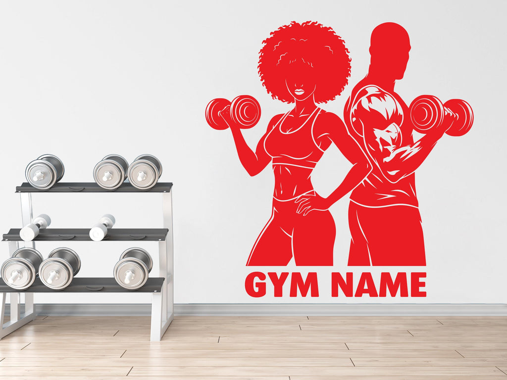 Couple Afro American Gym Wall Decal Custom Name fitness Women Gifts Decor Workout Art Vinyl Wall Stickers Bedroom 279DE