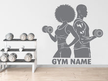 Load image into Gallery viewer, Couple Afro American Gym Wall Decal Custom Name fitness Women Gifts Decor Workout Art Vinyl Wall Stickers Bedroom 280DE