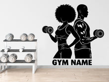 Load image into Gallery viewer, Couple Afro American Gym Wall Decal Custom Name fitness Women Gifts Decor Workout Art Vinyl Wall Stickers Bedroom 280DE