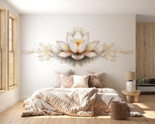 Load image into Gallery viewer, Elegant Lotus Flower Wall Decal Gold Lotus Wall Art Peel And Stick Boho Floral Wall Sticker Bedroom Meditation Decor