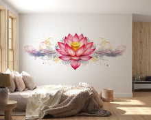 Load image into Gallery viewer, Pink Lotus Flower Wall Decal Watercolor Lotus Wall Art Peel And Stick Boho Floral Wall Sticker Bedroom Meditation Decor
