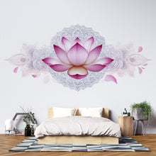 Load image into Gallery viewer, Pink Lotus Mandala Wall Decal Peel And Stick Lotus Flower Wall Art Bedroom Meditation Yoga Wall Decor