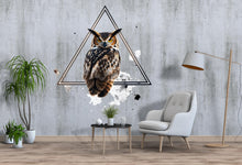 Load image into Gallery viewer, Geometric Owl Wall Decal Peel And Stick Owl Wall Art Modern Bedroom Wall Decor Animal Wall Sticker