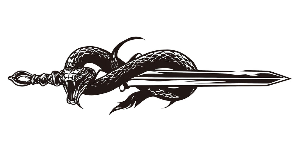 Snake Sword Wall Decal Peel And Stick Serpent Sword Wall Art Fantasy Gothic Wall Sticker